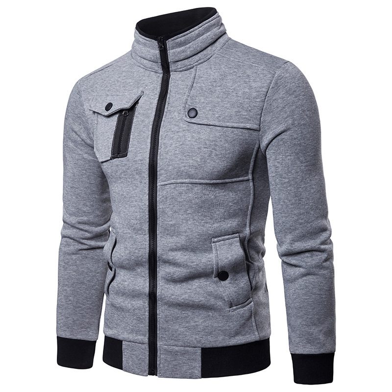 2024 Men's Stand Collar Jacket Multi Pocket Sportsjakke Cardigan