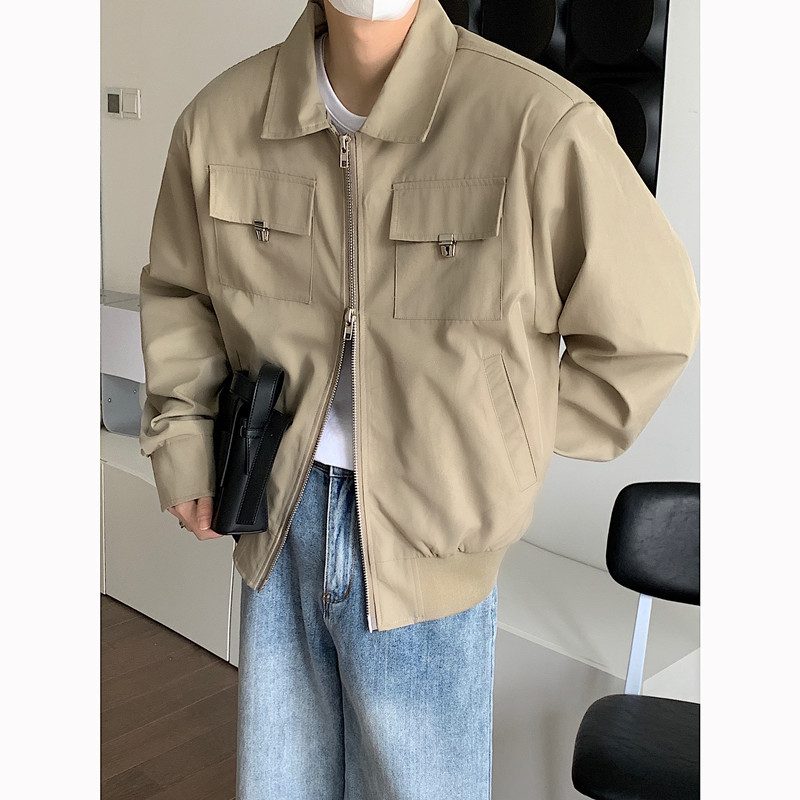 Herre Cargo Jacket 2024 Solid Loose Fit