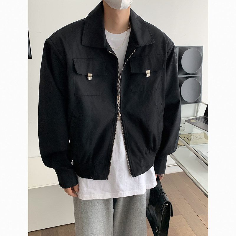 Herre Cargo Jacket 2024 Solid Loose Fit