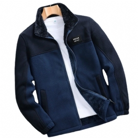 Jakker Herre Casual Fleece Coat Krageløs Glidelås