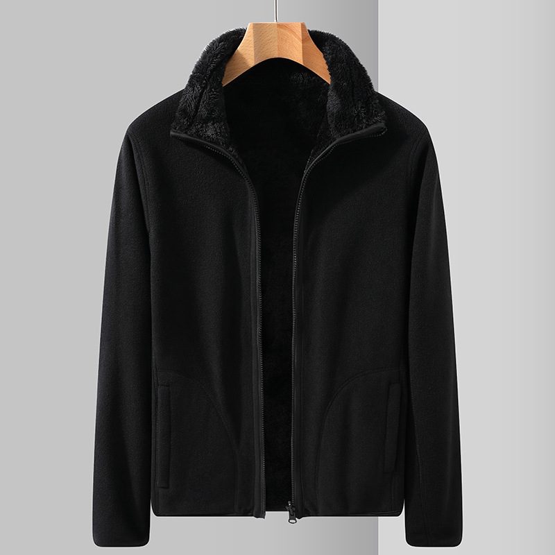 Jakker Herre Casual Fleece Coat Krageløs Glidelås