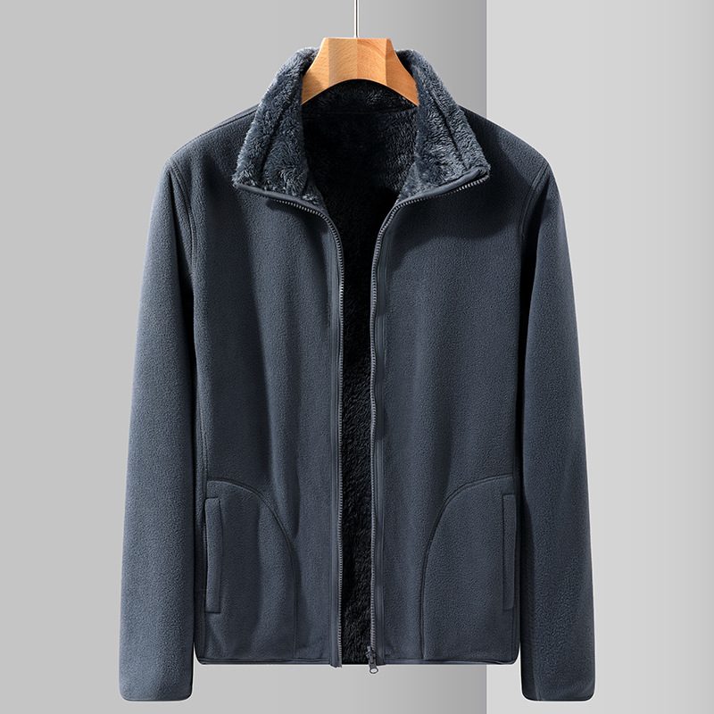 Jakker Herre Casual Fleece Coat Krageløs Glidelås