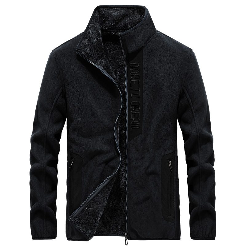 Jakker Herre Casual Fleece Coat Krageløs Glidelås