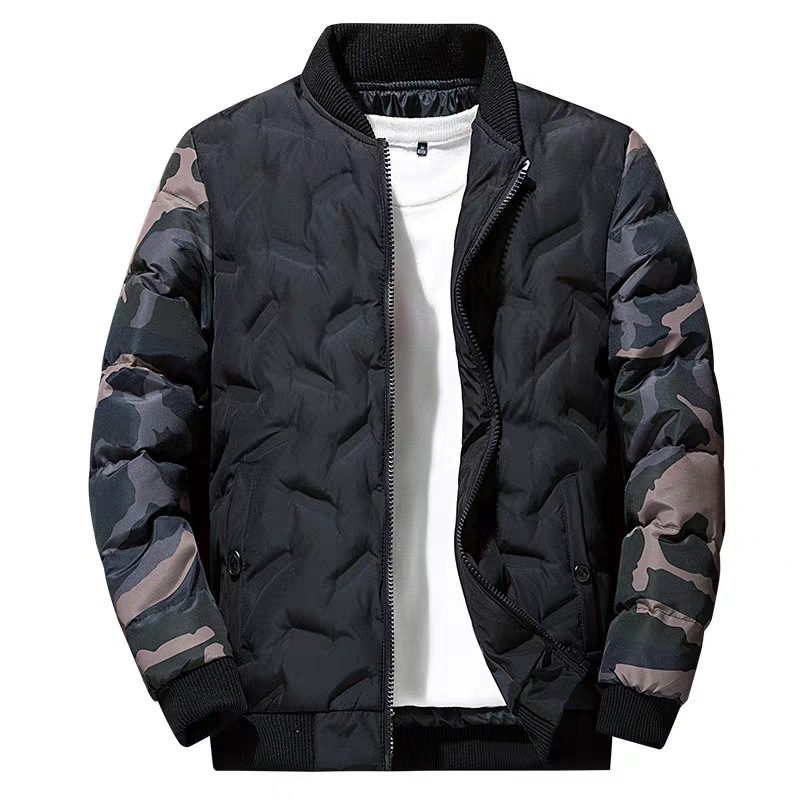 Menns Bomullsjakke Camouflage Baseball Trend Kort Trykt Casual