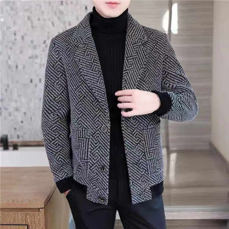 Ulljakke For Menn Trendy Jakke Lapel Slim Fit