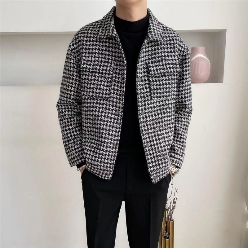 Ullkåper For Menn 2024 Houndstooth Lapel Jackets Trend