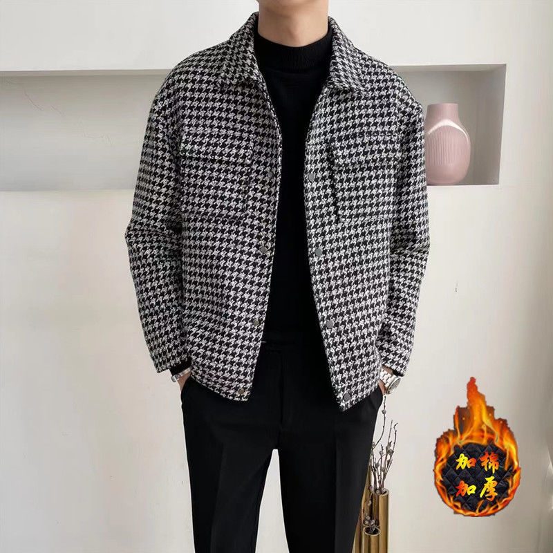 Ullkåper For Menn 2024 Houndstooth Lapel Jackets Trend