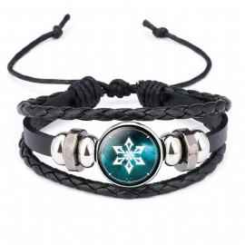 Gem Black Leather Luminous Anime Game God's Eye Armbånd Smykker For Menn Og Kvinner