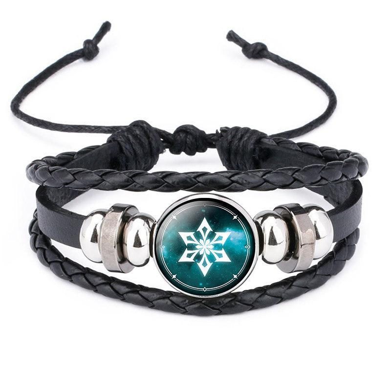 Gem Black Leather Luminous Anime Game God's Eye Armbånd Smykker For Menn Og Kvinner