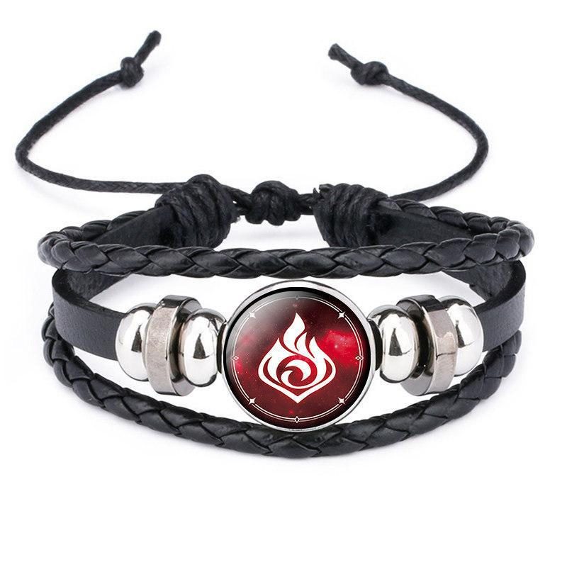 Gem Black Leather Luminous Anime Game God's Eye Armbånd Smykker For Menn Og Kvinner