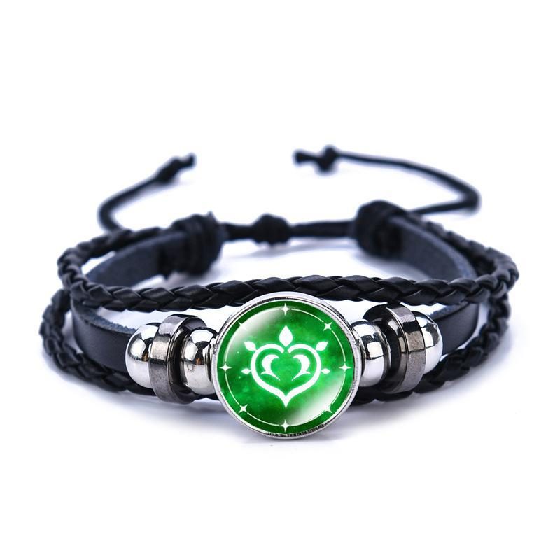 Gem Black Leather Luminous Anime Game God's Eye Armbånd Smykker For Menn Og Kvinner