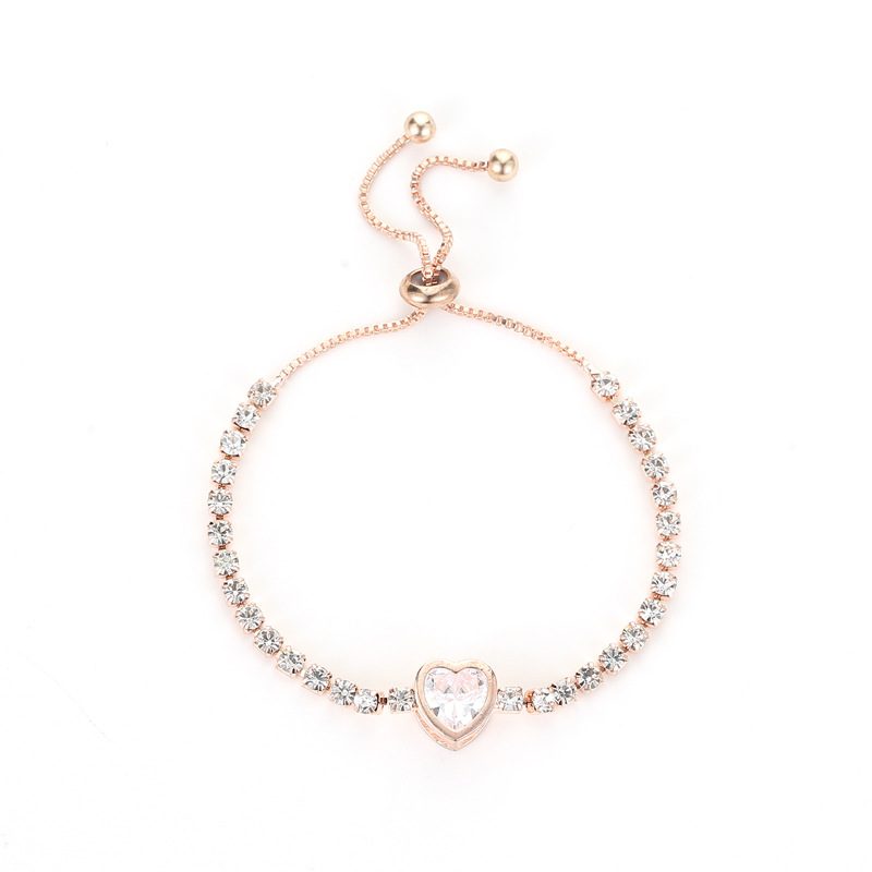 Mote Rose Gold Heart Zircon Armbånd Legering Diamond Dame