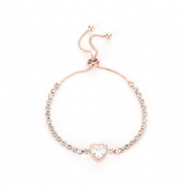 Mote Rose Gold Heart Zircon Armbånd Legering Diamond Dame