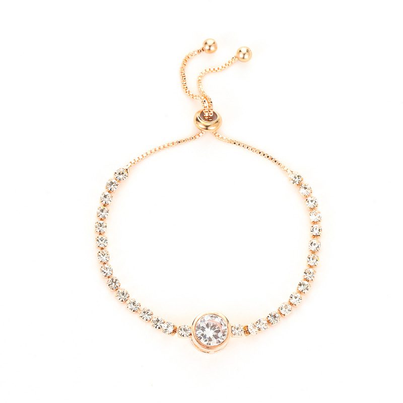 Mote Rose Gold Heart Zircon Armbånd Legering Diamond Dame