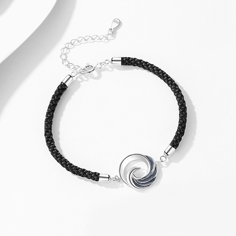 Par Armbånd Sterling Sølv Et Par Retro Creative Braided Hand Rope