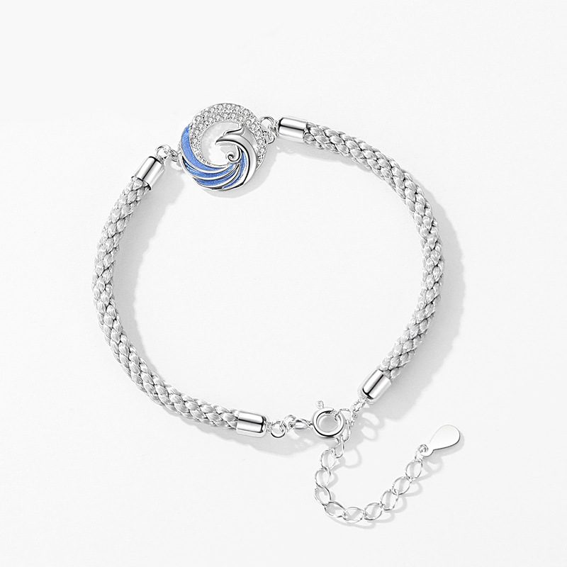 Par Armbånd Sterling Sølv Et Par Retro Creative Braided Hand Rope