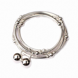 S925 Silver Bend Tube Small Ball Bead Armbånd Fire Rings Originalt Diy Beaded Gave For Kvinner