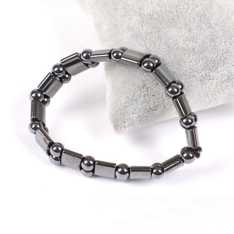 Svart Iron Stone Armbånd Forsendelse Half Moon Magnetic