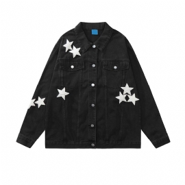 Denimjakke For Menn 2024 Star Patch Trim Jacket