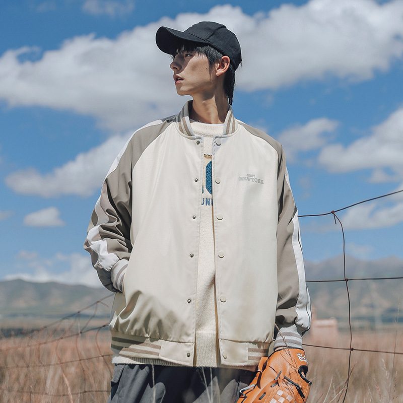 Vintage Baseballuniform For Menn 2024 Trendsømmer Løse Jakker