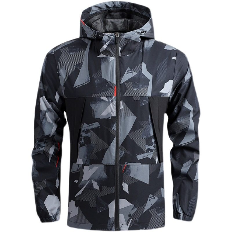 Yttertøy For Menn Tynn Uformell Quick Dry Windbreaker Outdoor Hettejakke