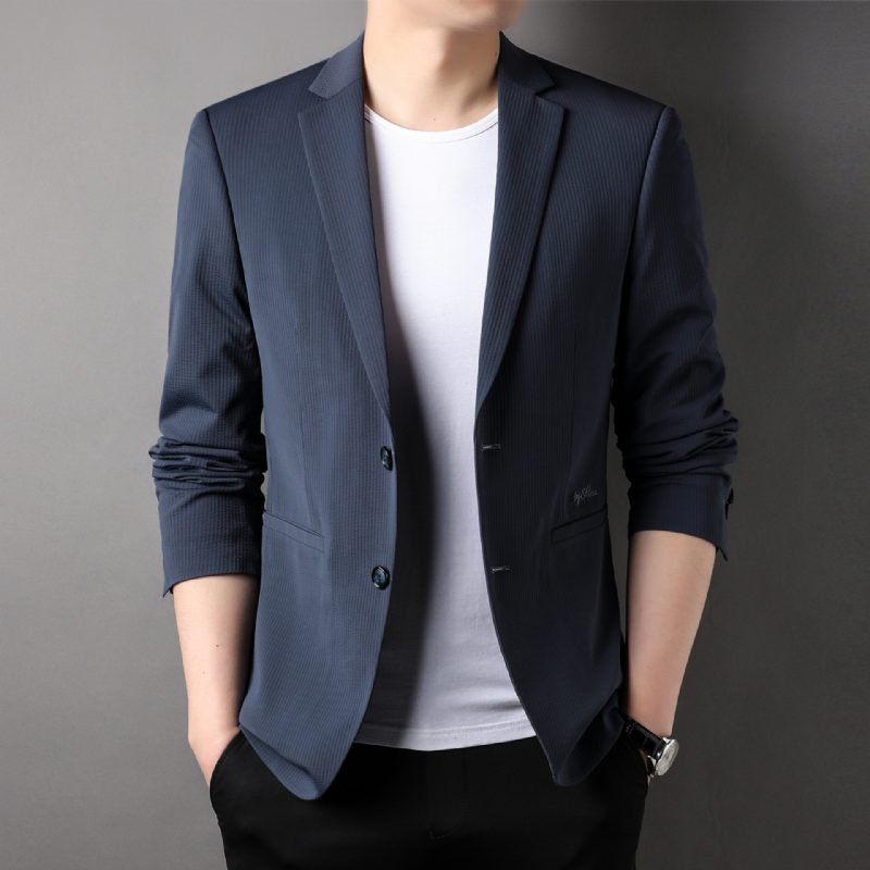 2024 Ensfarget Business Blazers Herre Fritidsjakke Trendy Slim Kjole