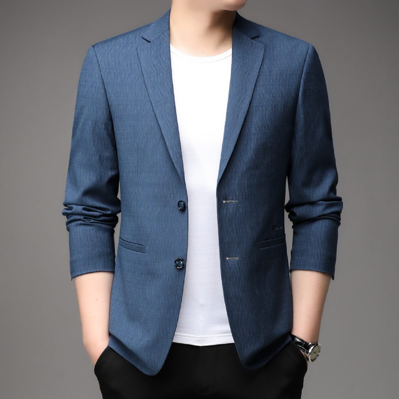 2024 Spring Casual Blazer Mannlig Ungdom Business Formell Trendy Kåpe Blå