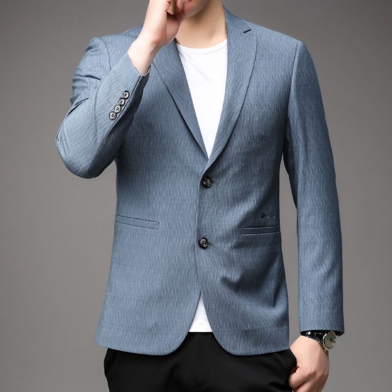 2024 Spring Casual Blazer Mannlig Ungdom Business Formell Trendy Kåpe Blå