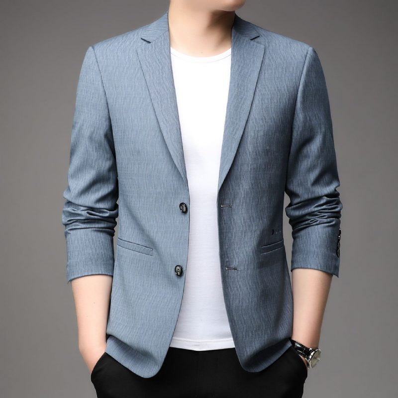 2024 Spring Casual Blazer Mannlig Ungdom Business Formell Trendy Kåpe Blå