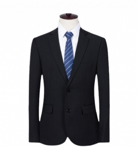 Blazere Slim Fit Business-jakke For Menn Med To Knapper Svart