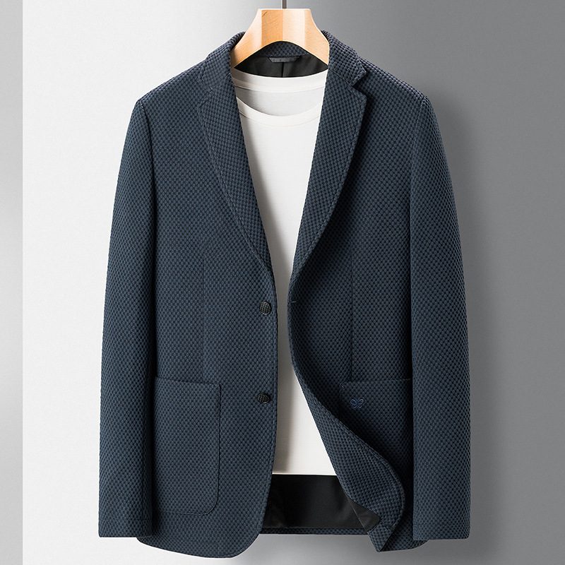 Casual Blazers For Menn Høst Og Vinter Business Single Western Strikket Broderijakke