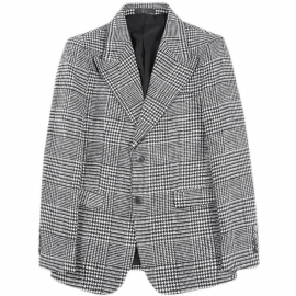 Casual Blazers Houndstooth Single Breasted To Knapper Høst Vinterfrakk