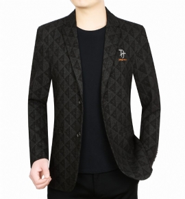 Menn Business Casual Blazer Jakke Enkel Breasted To Knapper Grå