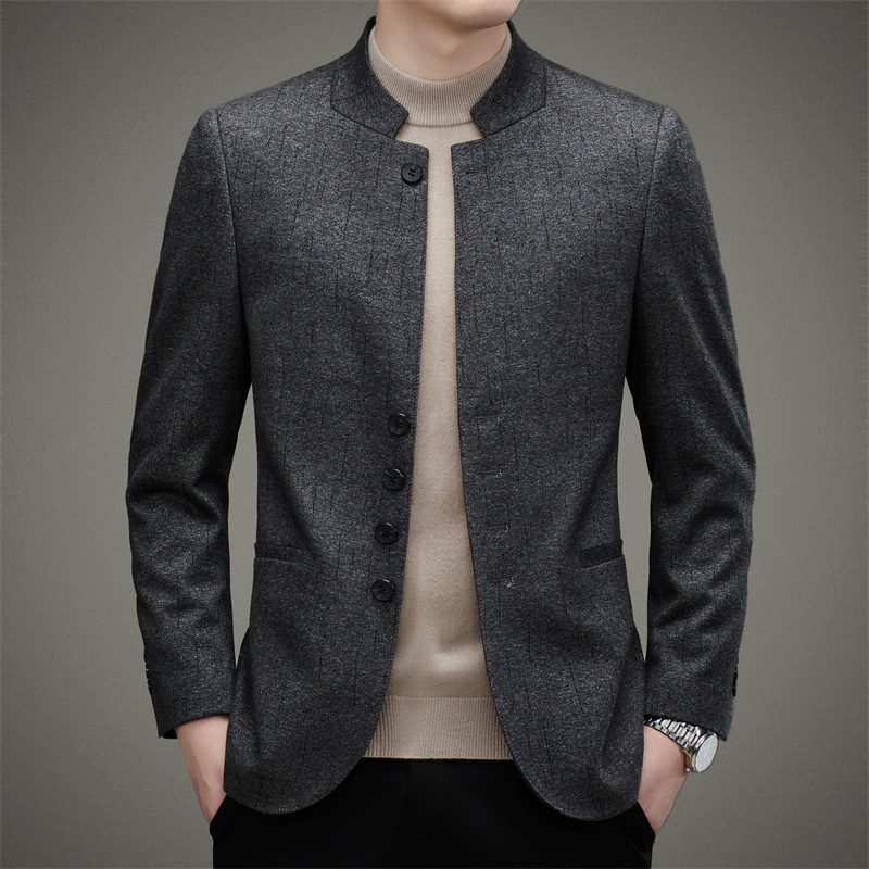 Menns Blazers Kåpe Høst Retro Cardigan Stativ Krage Slim Fit Trend