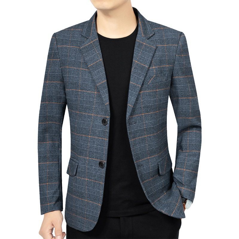 Stripete Smart Casual Blazersjakke For Menn Med To Knapper