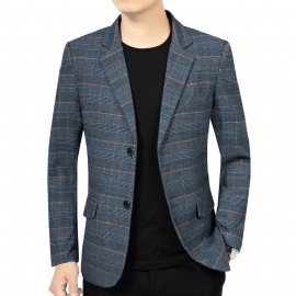 Stripete Smart Casual Blazersjakke For Menn Med To Knapper