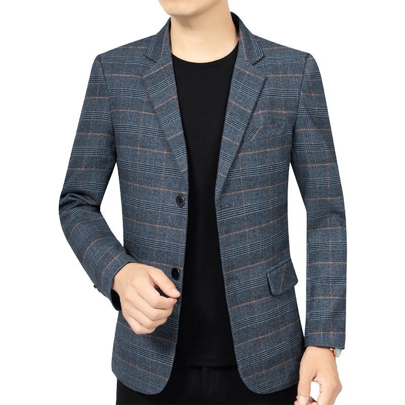 Stripete Smart Casual Blazersjakke For Menn Med To Knapper