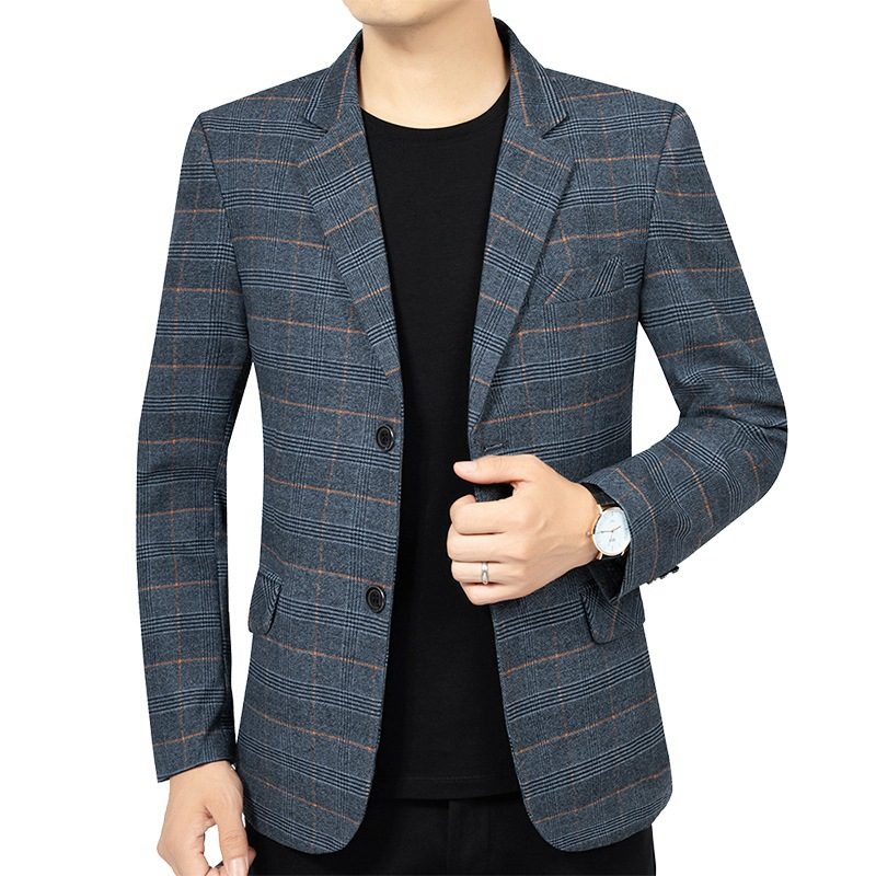 Stripete Smart Casual Blazersjakke For Menn Med To Knapper