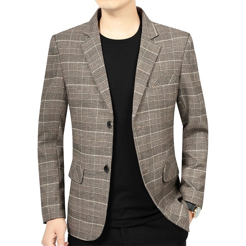 Stripete Smart Casual Blazersjakke For Menn Med To Knapper