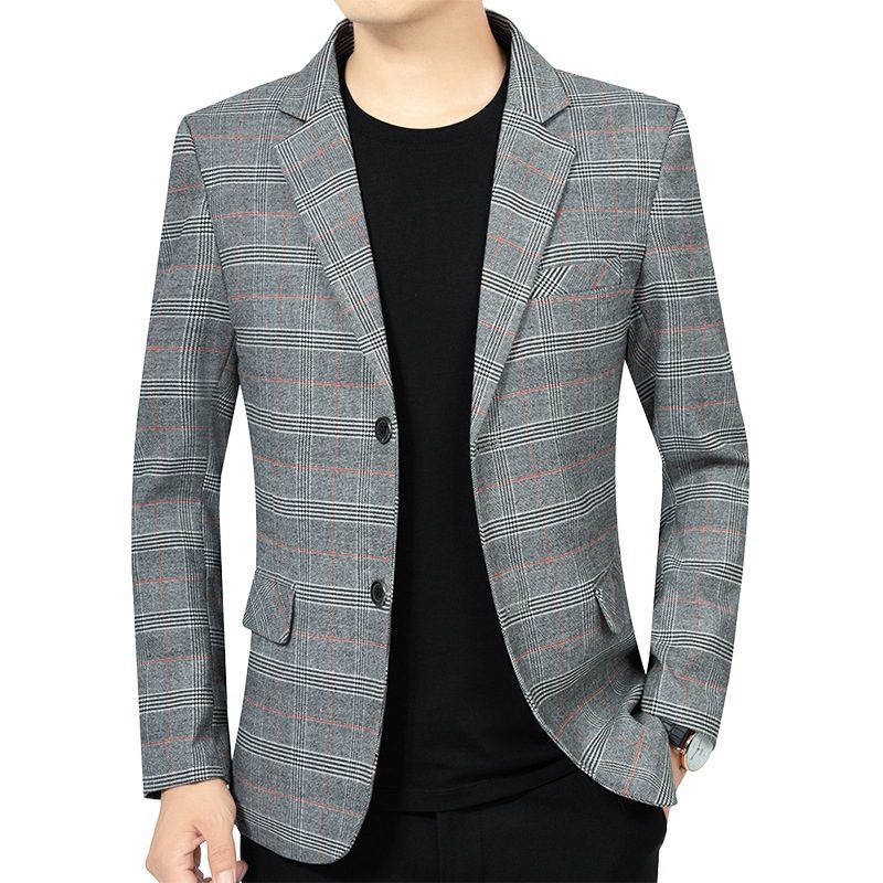 Stripete Smart Casual Blazersjakke For Menn Med To Knapper