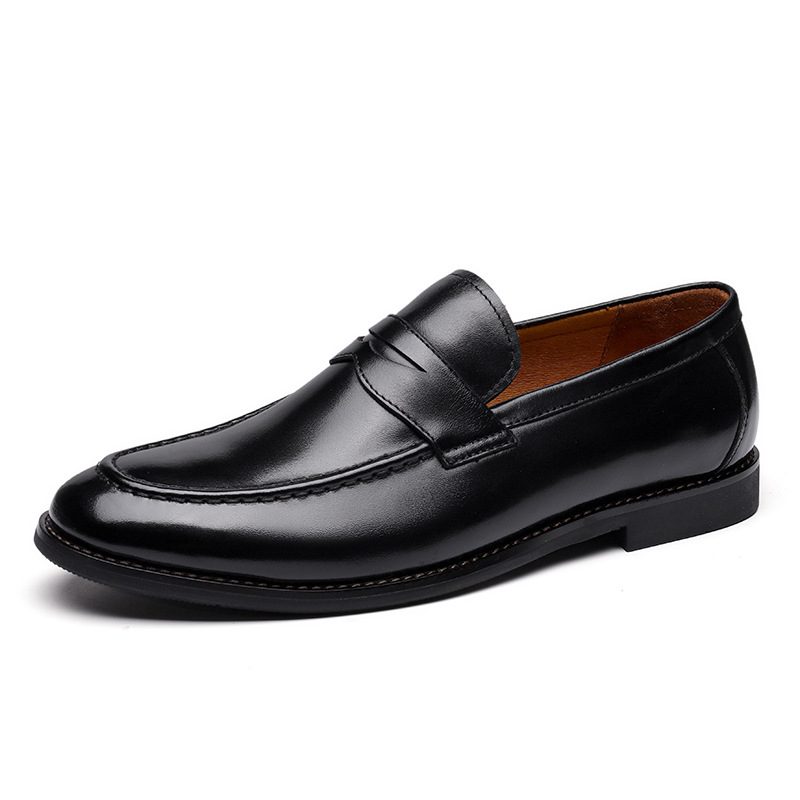 Fjærsett Med Føtter Business Herresko Fritidssko Tykksålede Herre Loafers Ekte Skinn Slip-on Dress Sko Menn Kuskinn