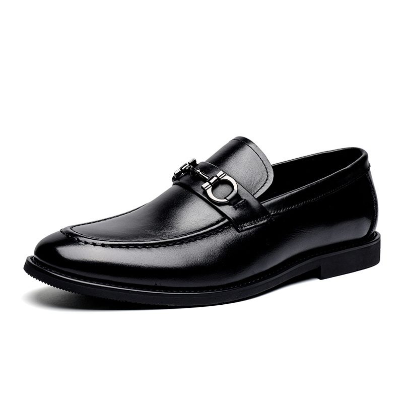 Fjærsett Med Føtter Business Herresko Fritidssko Tykksålede Herre Loafers Ekte Skinn Slip-on Dress Sko Menn Kuskinn