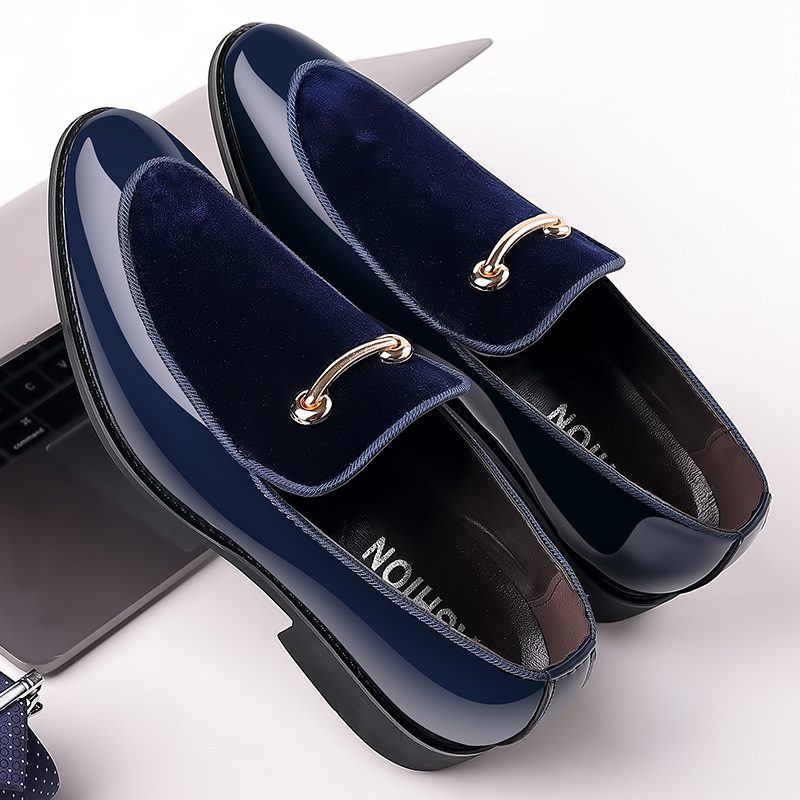 Kjole Sko Semsket Lakk Skinn Fritidssko Trendy Loafers Bryllup Herre Sko Hårstylist Flats