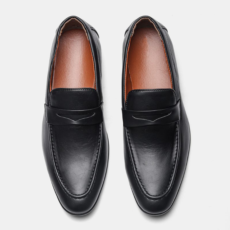 Sommer Nytt Sett Med Føtter Business Herresko Uformell Spiss Tå Formell Kjole Loafers Slip-on Svart Sko Menn