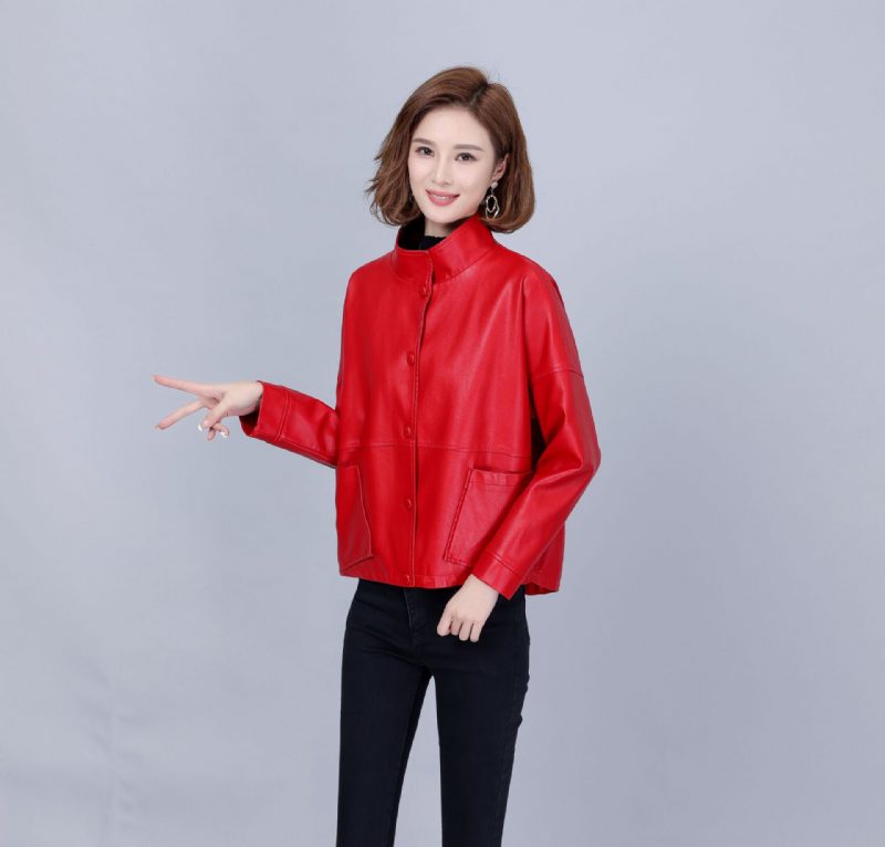 Dame Skinnjakke Løs Raglan Sleeve Coat