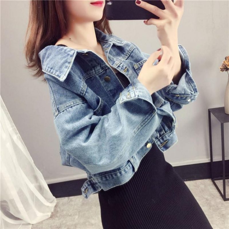 Denimjakke Dame Loose Cropped Jacket