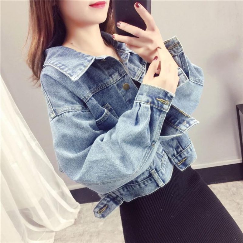 Denimjakke Dame Loose Cropped Jacket