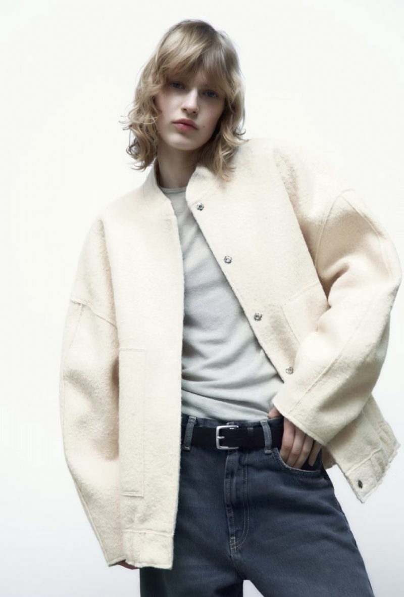 Jakke Dame Casual Textured Aviator Coat