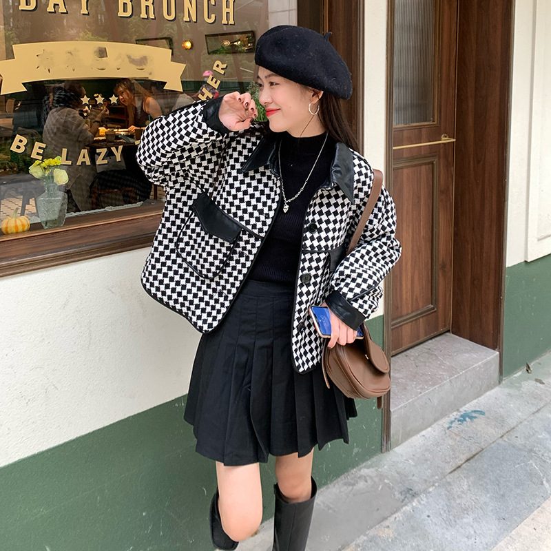 Jakker Dame Houndstooth Cropped Topper