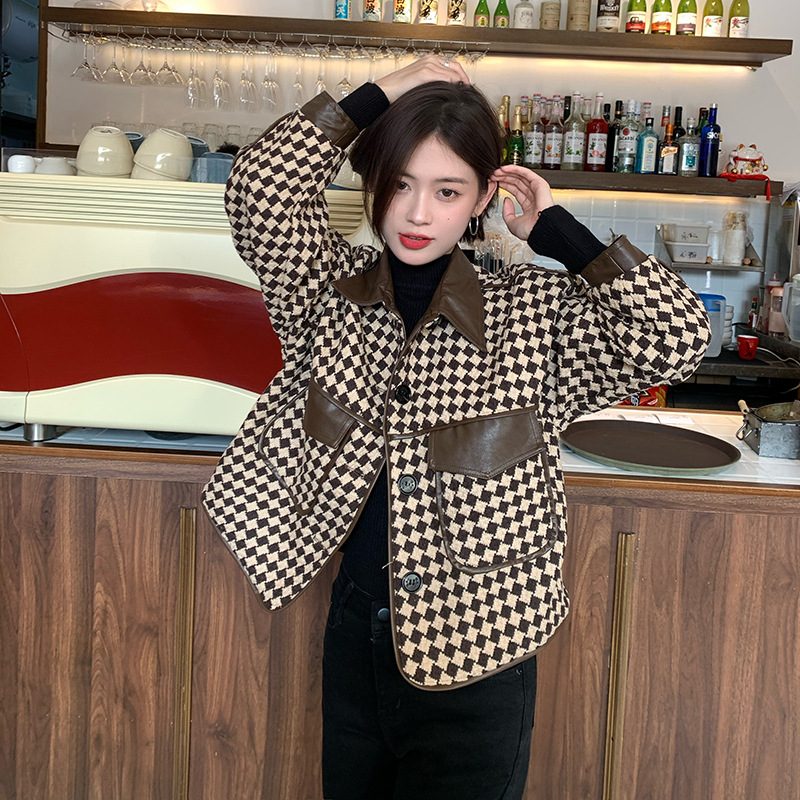 Jakker Dame Houndstooth Cropped Topper